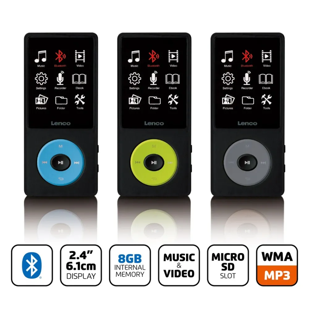 Lenco MP3/MP4-Player mit Bluetooth® und 8 GB internem Speicher Blau Hot