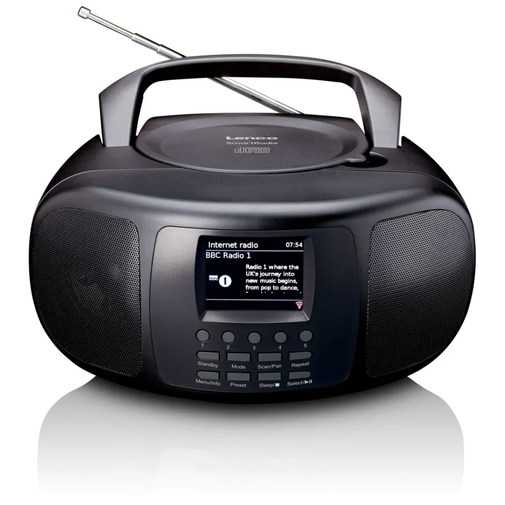Lenco Tragbares Internetradio mit DAB+/FM, Bluetooth®, CD-Player und großem LCD-Farbdisplay Schwarz Discount