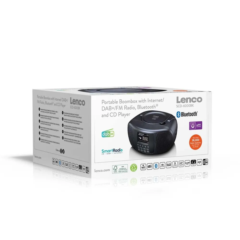 Lenco Tragbares Internetradio mit DAB+/FM, Bluetooth®, CD-Player und großem LCD-Farbdisplay Schwarz Discount