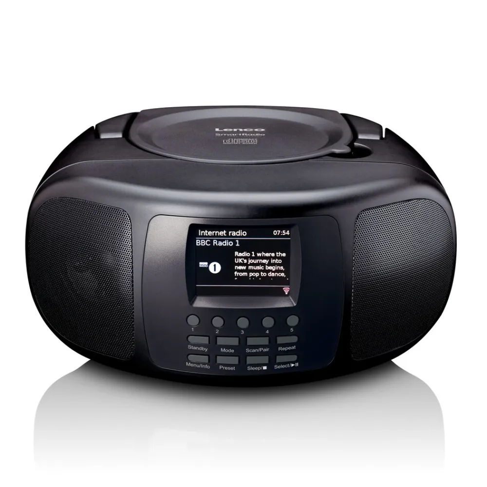 Lenco Tragbares Internetradio mit DAB+/FM, Bluetooth®, CD-Player und großem LCD-Farbdisplay Schwarz Discount