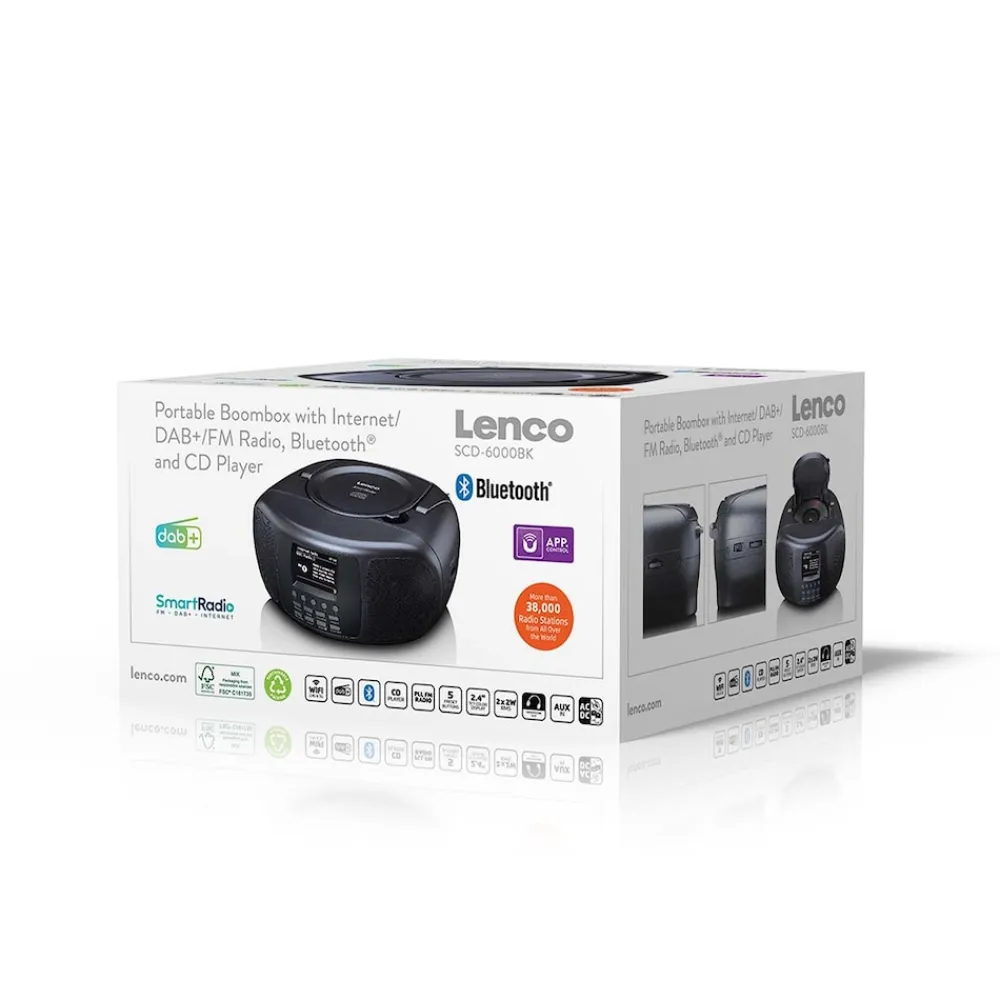 Lenco Tragbares Internetradio mit DAB+/FM, Bluetooth®, CD-Player und großem LCD-Farbdisplay Schwarz Discount