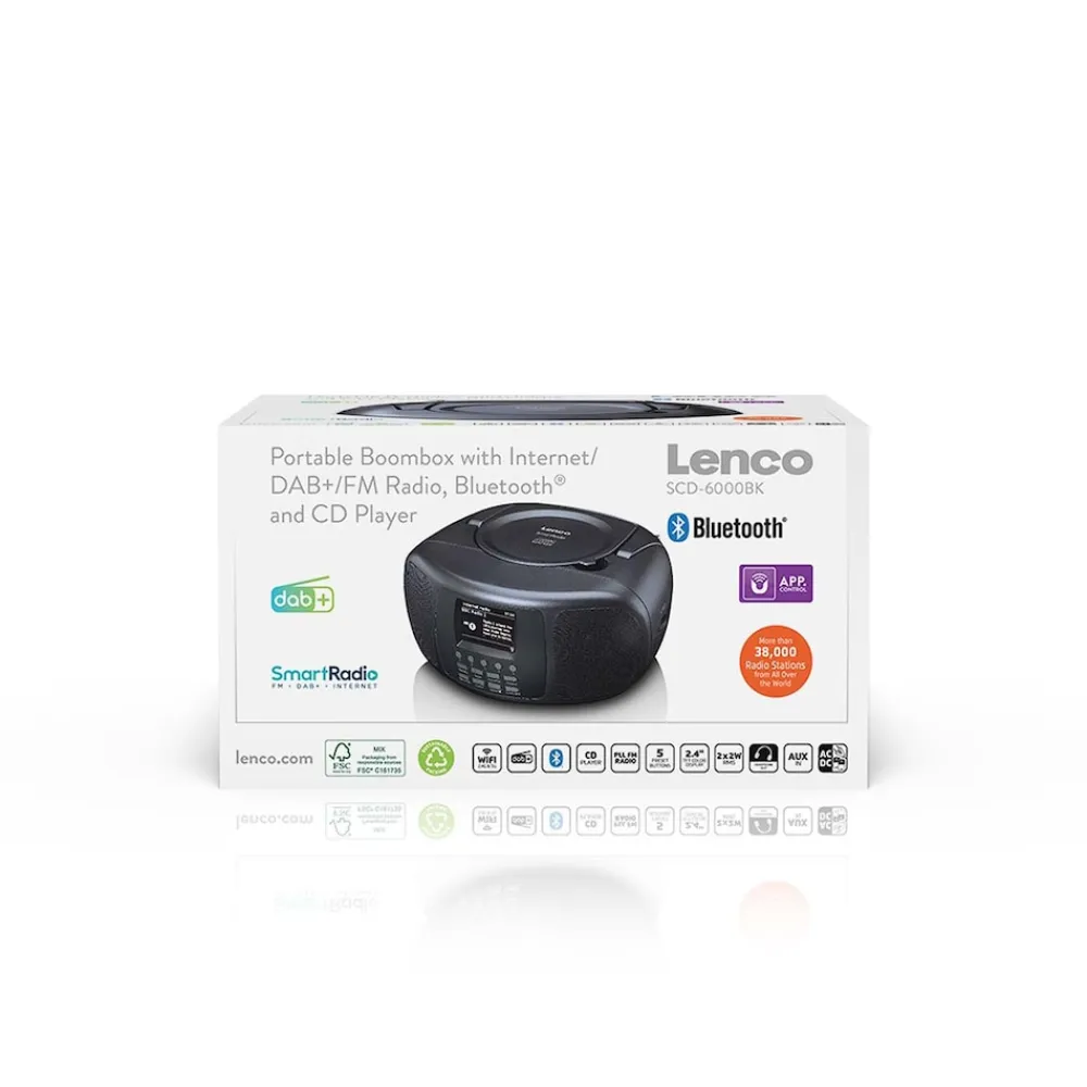 Lenco Tragbares Internetradio mit DAB+/FM, Bluetooth®, CD-Player und großem LCD-Farbdisplay Schwarz Discount