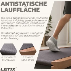 Elektrisches Laufband DeskWalk für zu Hause oder Büro, LCD-Display Motorisiertes Fitnessgerät, Schreibtisch Heimtrainer - Holz Optik - versch. Ausführungen ^ Letix New