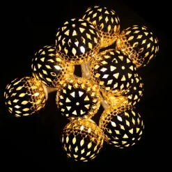 LEX LED Batterie-Lichterkette Gold-Ball warmweiß ^ Linder Exclusiv Discount