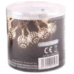 LEX LED Batterie-Lichterkette Silber-Ball 10er ca. 1,2m warmweiss ^ Linder Exclusiv Online