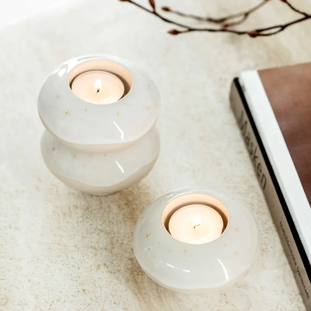 like. by Villeroy & Boch Kerzenhalter Donut Winter Glow ø 9,1 cm 6er Set beige Clearance