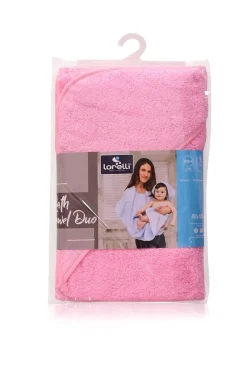 Baby-Badehandtuch Duo 80 x 100 cm Kapuzenhandtuch Badeschürze ab Geburt rosa ^ Lorelli