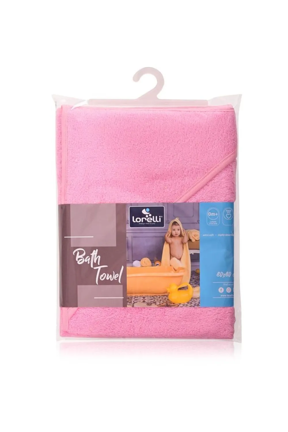 Lorelli Baby-Badehandtuch 80 x 80 cm, Kapuzenhandtuch, Badetuch, ab Geburt rosa lila Discount