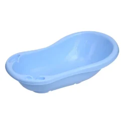 Lorelli Babybadewanne mit Ablagefächer, 84 cm lang, ergonomische Form ab Geburt blau weiß Discount