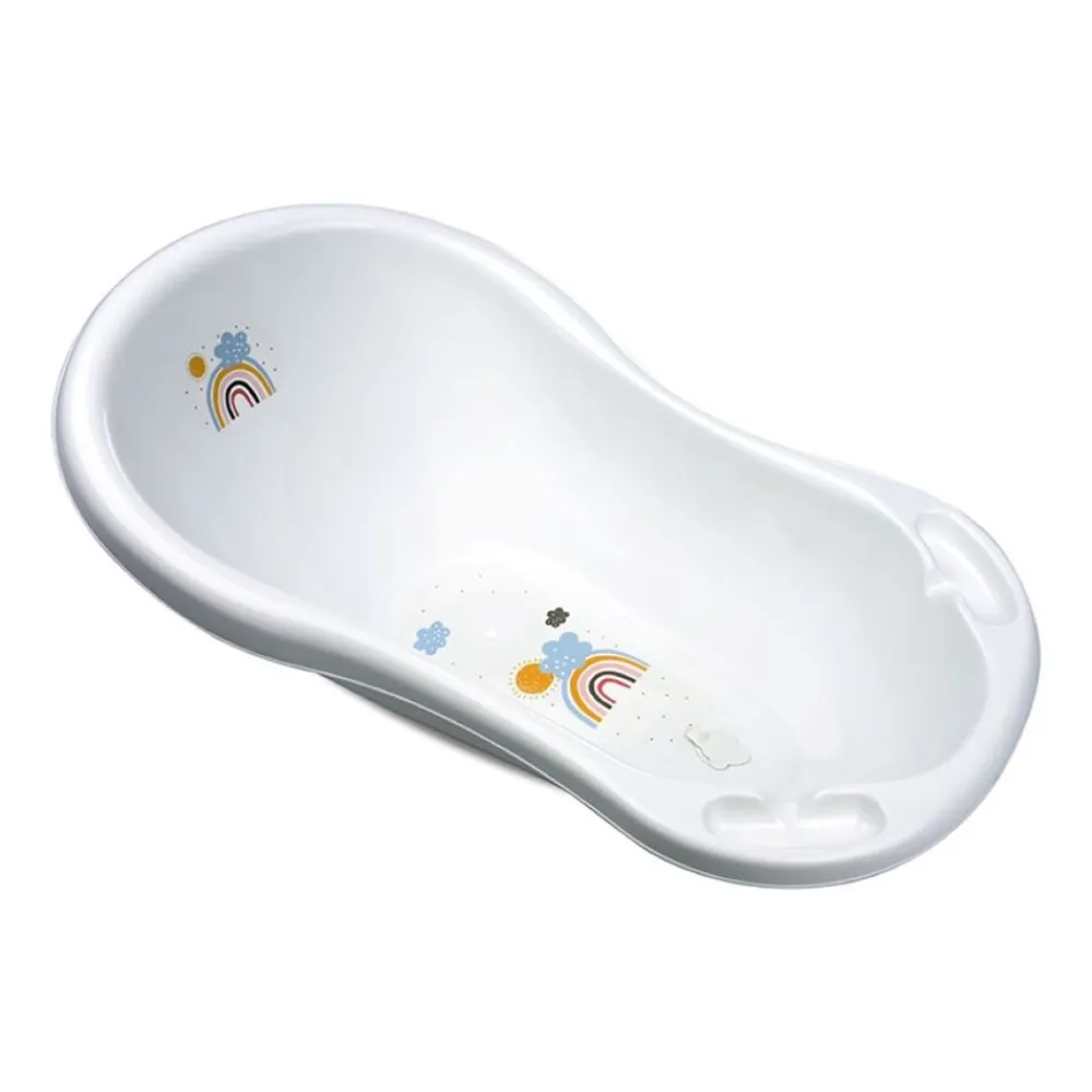 Babybadewanne Rainbow 84 cm Wasserablauf ergonomische Form Ablagefächer ^ Lorelli Discount