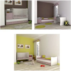 Babybett 4 in 1 Trend Plus NEW Schaukelfunktion Jugendbett Schreibtisch ^ Lorelli New