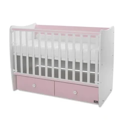 Lorelli Babybett MATRIX NEW Kinderbett 120 x 60 cm, 2 Ebenen, 2 Schubladen rosa Discount