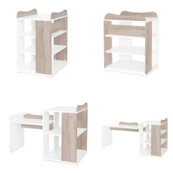 Lorelli Babybett Multi, Jugendbett, Schreibtisch, Wickeltisch, mehrfach umbaubar hellbraun weiß Online