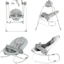Lorelli Babywippe elektrisch Tango 2 in 1, Fernbedienung, MP3, Timer, Mobile hellgrau rosa pink Online