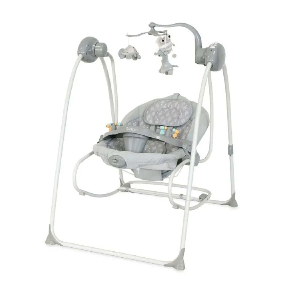 Lorelli Babywippe elektrisch Tango 2 in 1, Fernbedienung, MP3, Timer, Mobile hellgrau rosa pink Online