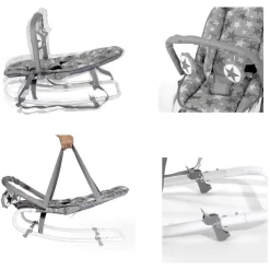 Babywippe Eliza Spielbogen, verstellbar, Tragegriffe, Schwingeffekt grau/hase ^ Lorelli Sale