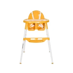 Kinderhochstuhl Amaro Doppel-Esstisch, Bechervertiefung, Fußablage, Gurt gelb ^ Lorelli Discount