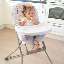 Lorelli Kinderhochstuhl Cookie, Bechervertiefung, abwaschbarer Stoff, klappbar grau New