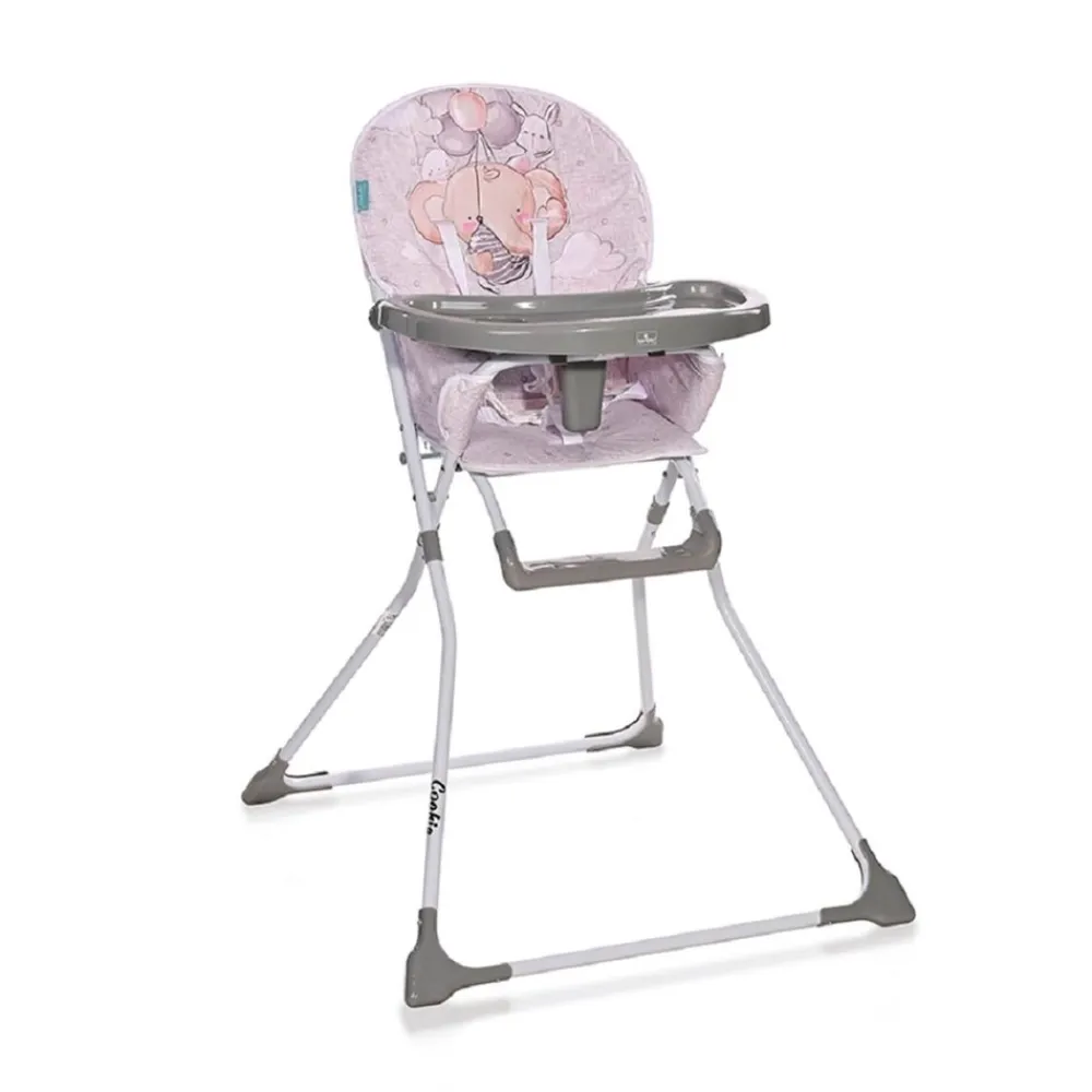 Lorelli Kinderhochstuhl Cookie, Bechervertiefung, abwaschbarer Stoff, klappbar grau New