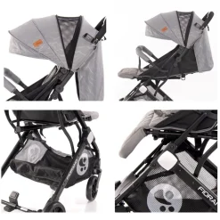 Kinderwagen Fiorano faltbar, Ablagekorb, Frontbügel abnehmbar, Bremse grau hellgrau ^ Lorelli Discount