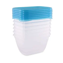 Lorelli Lebensmittelbehälter 6er Set á 0,25l Deckel, Schüssel, Spülmaschinenfest blau Clearance