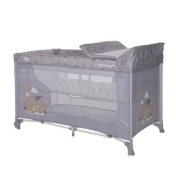 Reisebett Moonlight zwei Ebenen, faltbar, Wickelauflage, Matratze, Räder silbergrau ^ Lorelli Best