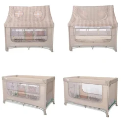 Reisebett Sweet Home 2 Ebenen Laufstall mit Dach faltbar Räder Matratze beige ^ Lorelli Best