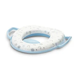 Toilettensitz mit Handgriff weich gepolstert Spritzschutz aus Kunststoff blau weiß ^ Lorelli Online