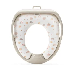 Lorelli Toilettensitz weich, Handgriffe, gepolstertes Sitzkissen, Spritzschutz beige blau Best