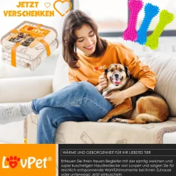 LOVPET ® wasserdichte Hundedecke, Sherpa Fleece Haustier Decke + 3x Spielzeugknochen, maschinenwaschbar, beidseitiger Sofabezug-Schutz Beige Clearance