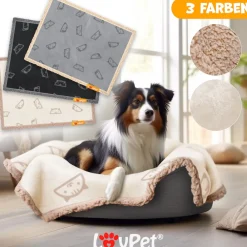 LOVPET ® wasserdichte Hundedecke, Sherpa Fleece Haustier Decke + 3x Spielzeugknochen, maschinenwaschbar, beidseitiger Sofabezug-Schutz Beige Clearance