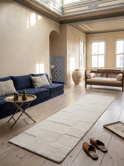 Läufer kariert Elfenbein 60 x 230 cm - DEBEN | ^ KADIMA DESIGN