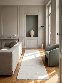 Läufer kariert Elfenbein 60 x 230 cm - DEBEN | ^ KADIMA DESIGN