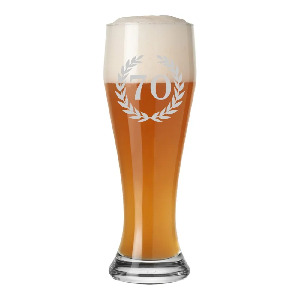 Weizenbierglas mit Gravur 70. Jubiläum 0,5 l ^ LUXENTU Discount