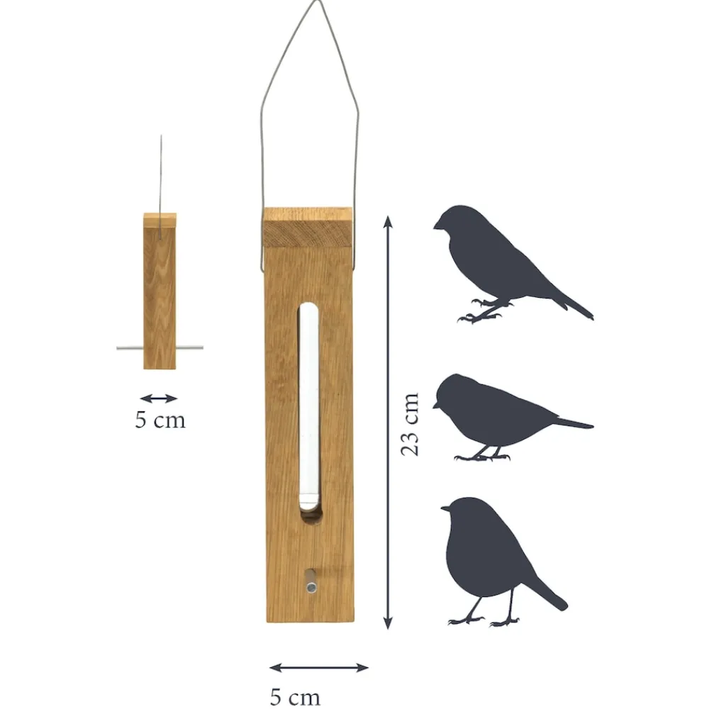 Eichenholz-Futterspender mit Futtersilo und Metallaufhängung ^ LUXUS-VOGELHAUS