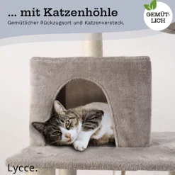 Lycce Kratzbaum ROYAL Katzenbaum mit Höhle und Hängematte, 145 cm grau Discount