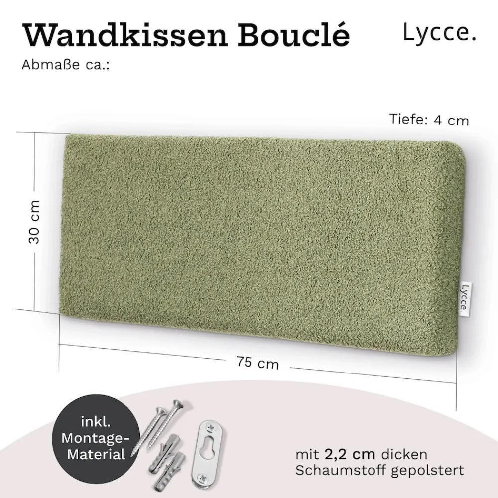 Wandkissen Bouclé – Wandpolster Kopfteil Betten & Rückenkissen Sitzbank | komfortabel & stabil | einfache Montage | Wandpaneele gepolstert | Schlafzimmer & Wohnzimmer | Bouclé ^ Lycce Sale