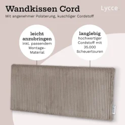 Lycce Wandkissen Kunstleder– Wandpolster Kopfteil Betten & Rückenkissen Sitzbank | komfortabel & stabil | einfache Montage | Wandpaneele gepolstert | Schlafzimmer & Wohnzimmer | Cord taupe Sale