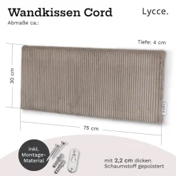 Lycce Wandkissen Kunstleder– Wandpolster Kopfteil Betten & Rückenkissen Sitzbank | komfortabel & stabil | einfache Montage | Wandpaneele gepolstert | Schlafzimmer & Wohnzimmer | Cord taupe Sale