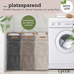 Wäschekorb Cord – Nischenwäschekorb | platzsparend & praktisch | waschbare Bezüge | faltbarer Wäschesammler | Schlafzimmer, Kinderzimmer & Badezimmer ^ Lycce Hot