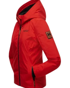 Damen Sportliche Outdoorjacke Übergangs Regenjacke mit Kapuze Brombeere ^ MARIKOO Online