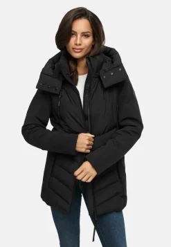 Damen Winter Steppjacke gesteppt Winterjacke Softshell Material, abnehmbarer Kapuze, gefüttert Tivaa ^ MARIKOO Online