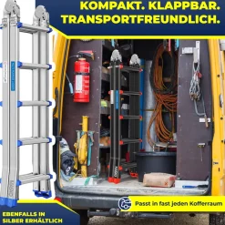 MASKO Aluminium 6in1 Mehrzweckleiter – 20 Sprossen | - 520 cm | 150 Kg, ausziehbar, Rutschfest, Multifunktional, Gelenkleiter, Anlegeleiter, Klappleiter, beidseitige Steh- und Treppenleiter Clearance