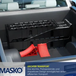 ® Auffahrrampe 2er Set | Auffahrkeile bis 5 t Traglast | KFZ-Rampe mit Überfahrschutz | Verladerampe rutschfest, robust und extra breit | Garagenrampen Autorampe Ölwechsel und Reparatur ^ MASKO Best