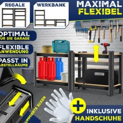 MASKO ® 2er-Set Lagerregal Schwerlastregal, Kellerregal, verstellbare Ablagen, MDF-Platten Regal aus Metall, Steckregal, Werkstattregal, Keller, Garage 2x Silber 700kg Outlet