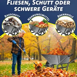 MASKO ® Schubkarre Bauschubkarre Gartenschubkarre 100 Liter bis 250kg Luftreifen mit Stahlfelge verzinkt Stahlrahmen Garten Karre Schiebkarre Transportkarre inkl. Arbeitshandschuhe Schwarz Sale