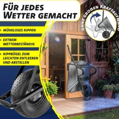 MASKO ® Schubkarre Bauschubkarre Gartenschubkarre 100 Liter bis 250kg Luftreifen mit Stahlfelge verzinkt Stahlrahmen Garten Karre Schiebkarre Transportkarre inkl. Arbeitshandschuhe Schwarz Sale