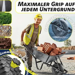 MASKO ® Schubkarre Bauschubkarre Gartenschubkarre 100 Liter bis 250kg Luftreifen mit Stahlfelge verzinkt Stahlrahmen Garten Karre Schiebkarre Transportkarre inkl. Arbeitshandschuhe Schwarz Sale