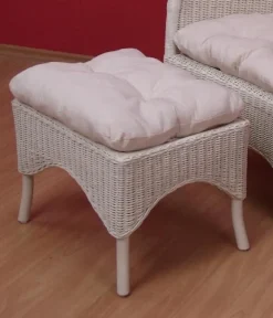 Möbel direkt online Rattanhocker mit Kissen "Doni" weiß Best