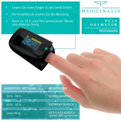 Pulsoximeter Finger - SpO2 Pulsmesser - Fingerpulsoximeter - Messung von Puls und Sauerstoffsättigung am Finger - OLED Display ^ Medicinalis Outlet